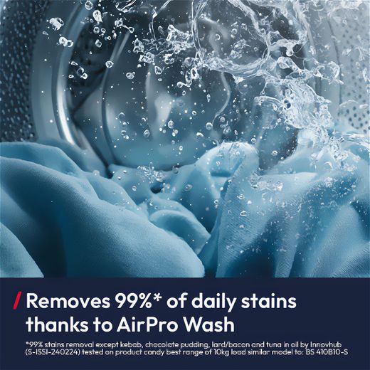 Hoover Pro Wash Series 7 HBQD 49SBL10U-80 9kg WiFi Connected Washing Machine with 1400 rpm - White  - annotation - air pro wash shot